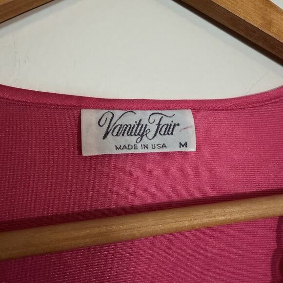 Vintage Vanity Fair Womens Hot Pink Button Up Night Gown/ Robe Size M Nylon USA - Picture 3 of 12